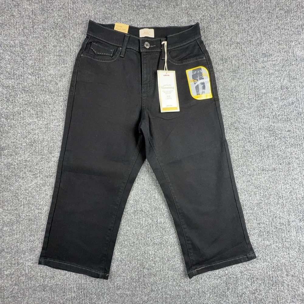 Levi's 512 Perfectly Slimming Capri Womens 6P Black Dark Wash Mid Rise Stretch